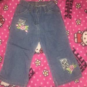 Kids floral print blue jeans